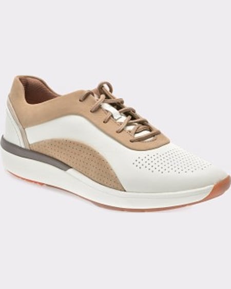 Clarks Pantofi sport albi din piele naturala