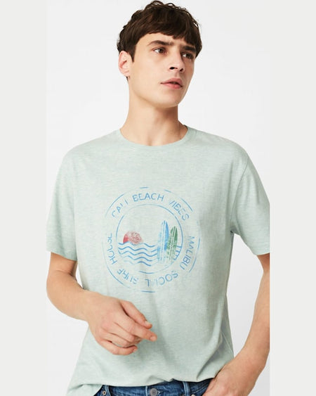 Tricou Mango tunes turcoaz