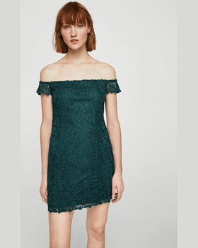 Rochie Mango guipuro verde