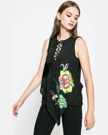 Top Desigual blusmerina negru