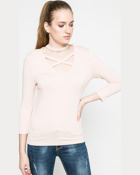 Bluza Only cross chocker roz trandafiriu