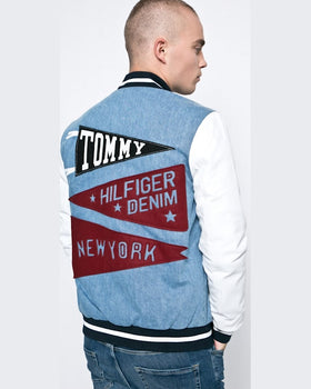 Geaca Tommy Hilfiger bomber albastru deschis