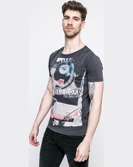 Tricou Pepe Jeans hampstead negru cărbune