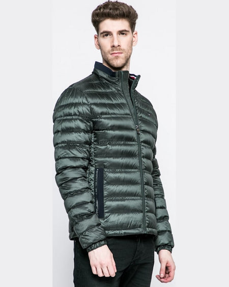 Geaca Tommy Hilfiger de puf verde