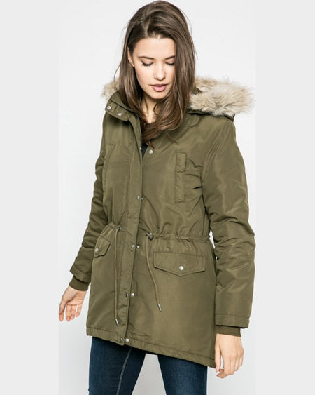 Parka Jacqueline de Yong hanorac star fall verde