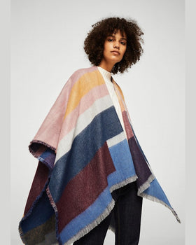 Poncho Mango rainbow albastru