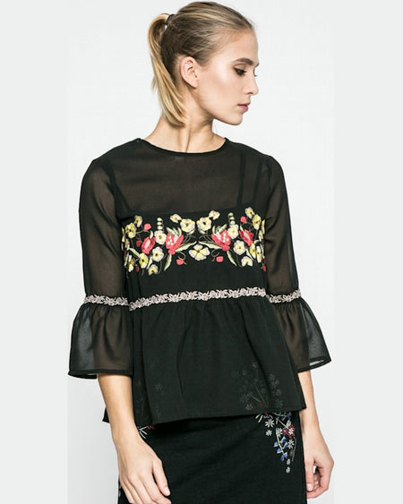 Bluza Answear blossom mood negru