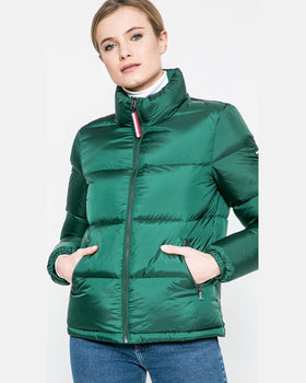 Geaca Tommy Hilfiger de puf verde închis