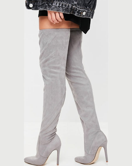 Cizme Missguided chunky sole gri