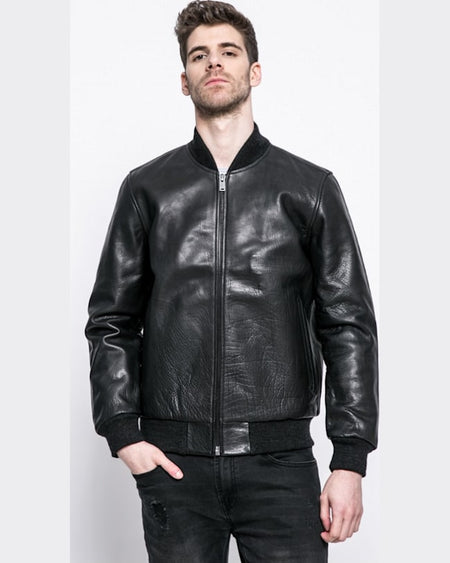 Geaca Levis bomber de piele negru