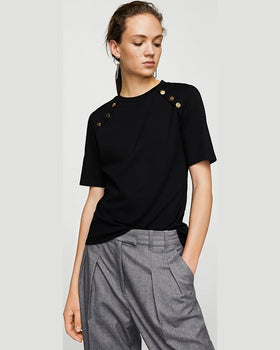 Top Mango botton negru