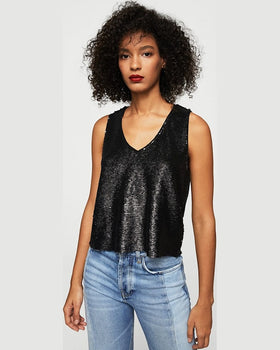 Top Mango silver negru