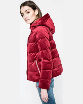 Geaca Tommy Hilfiger noemi velvet puffer roșu