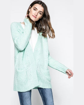 Cardigan Answear volant culoarea mentei