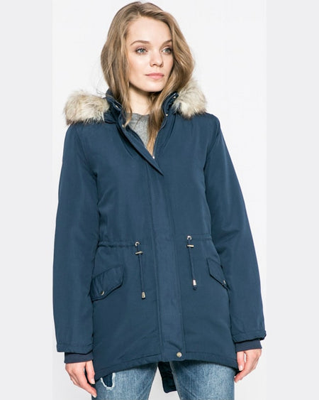 Parka Jacqueline de Yong hanorac pebble bleumarin