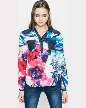 Camasa Desigual blus_ala de mariposa bleumarin