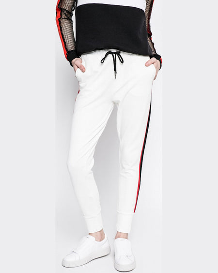 Pantaloni Answear sporty fusion alb