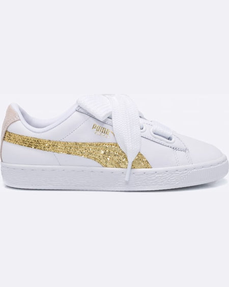 Pantofi Puma basket heart glitter alb