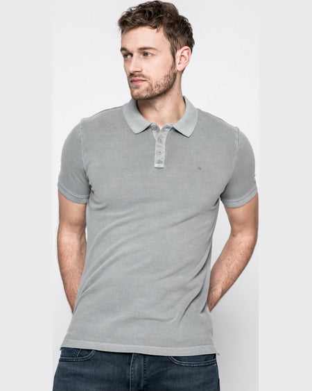 Tricou Calvin Klein polo gri deschis