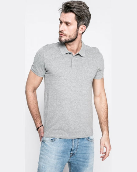 Tricou Selected polo gri deschis