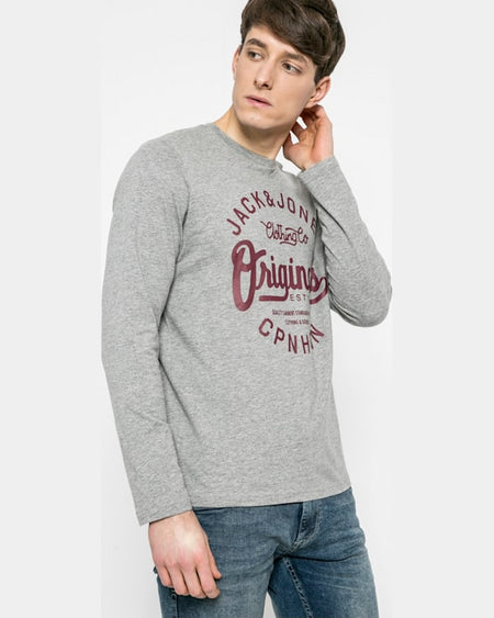 Longsleeve Jack and Jones gri deschis