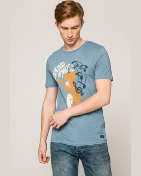 Tricou Jack and Jones albastru metalic