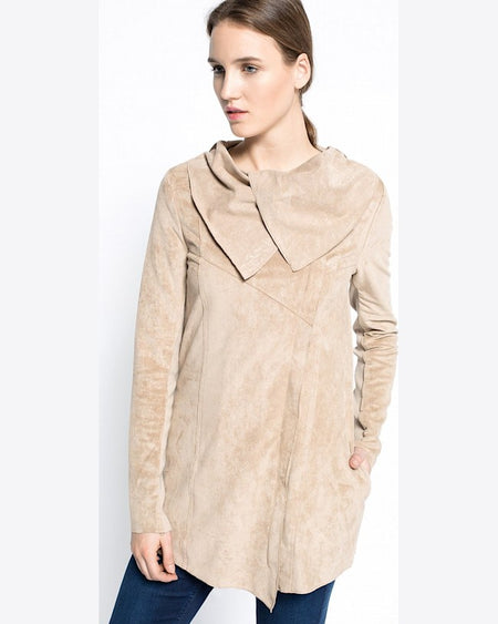 Palton Review velours drape crem