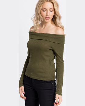 Bluza Noisy May sarah off shoulder verde