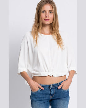 Top Vero Moda sidsel knot bat alb