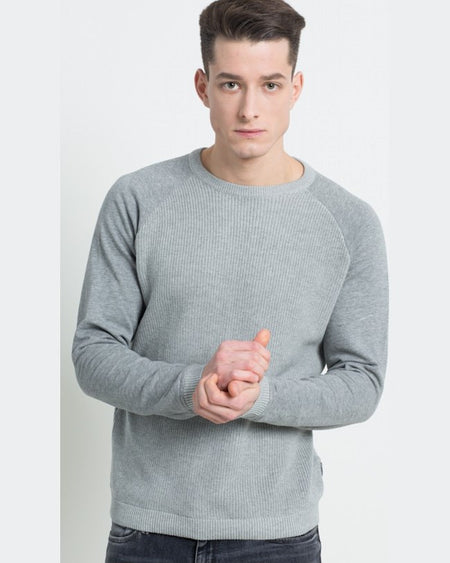 Pulover Jack and Jones gri deschis