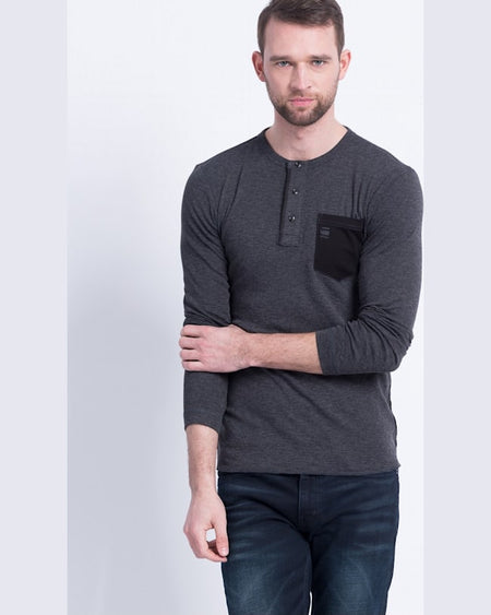 Longsleeve G-Star Raw negru cărbune