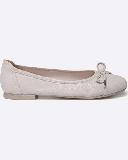 Balerini Caprice Gri Deschis din Piele Intoarsa