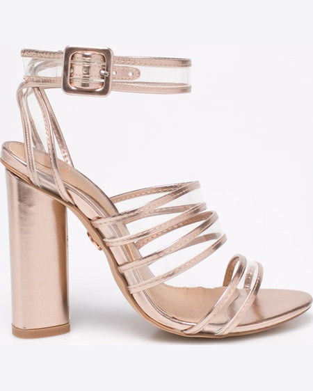 Sandale Missguided pantofi cu toc auriu