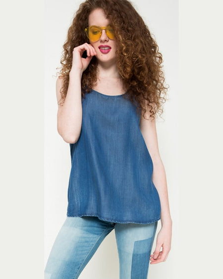 Top Wrangler tank mid indigo bleumarin