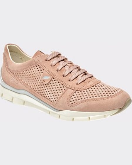 Geox Pantofi sport nude din piele naturala