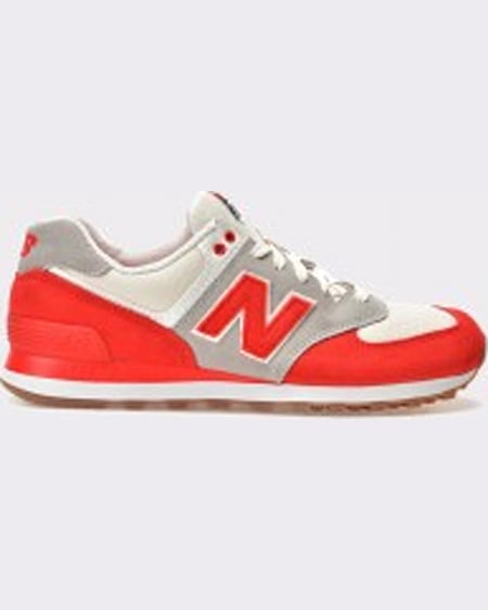 New Balance Pantofi sport rosii din material textil si piele